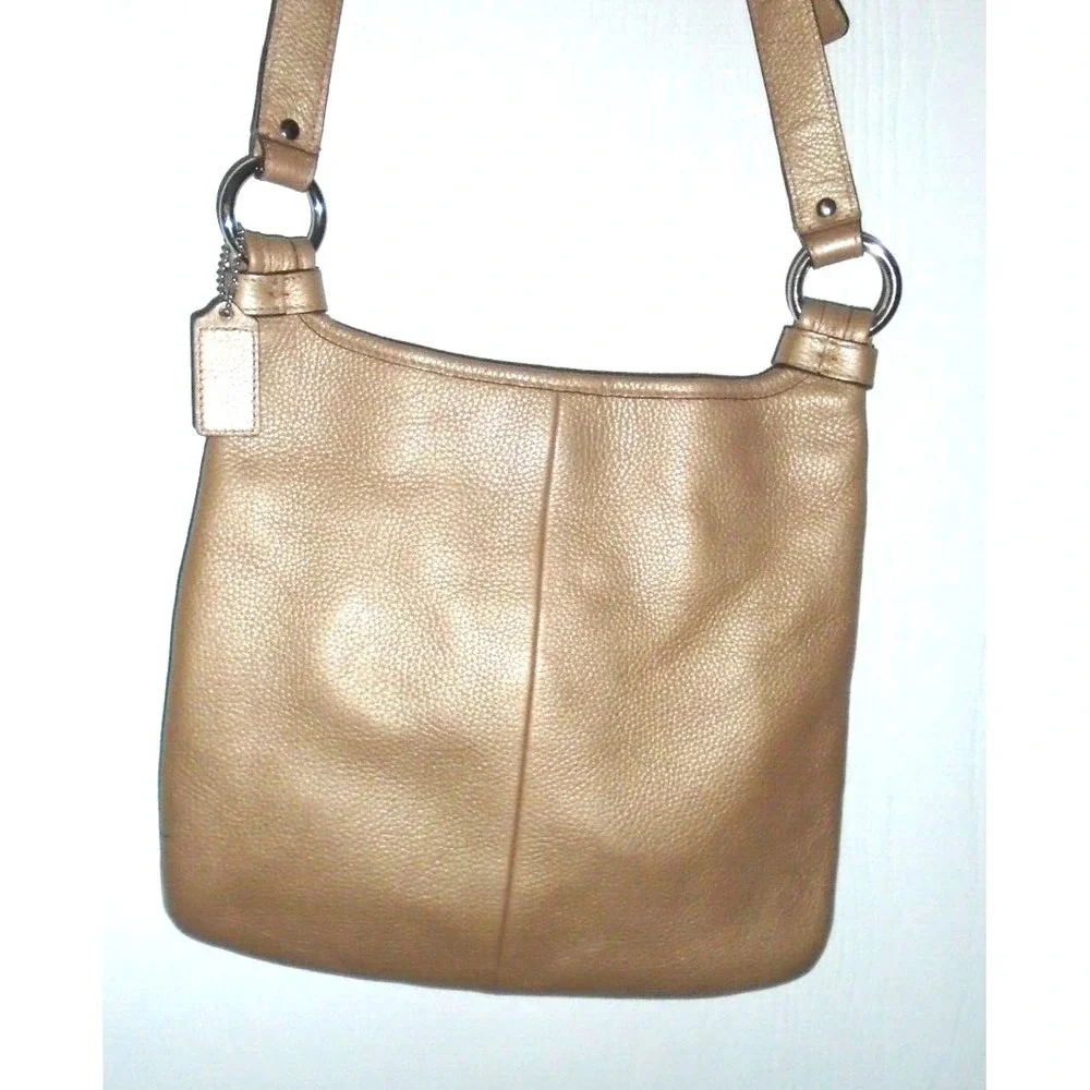 COACH Leather Crossbody Bag Penelope  Slim Champagne Metallic  F16533  Hipster